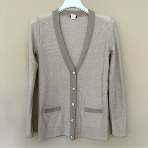 FLAWED J Crew Women S Merino Wool Light Cardigan Academia Deep V Button Pockets